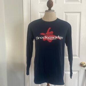 Breckenridge long sleeve black T-shirt snowboard ski 100% cotton adult small S